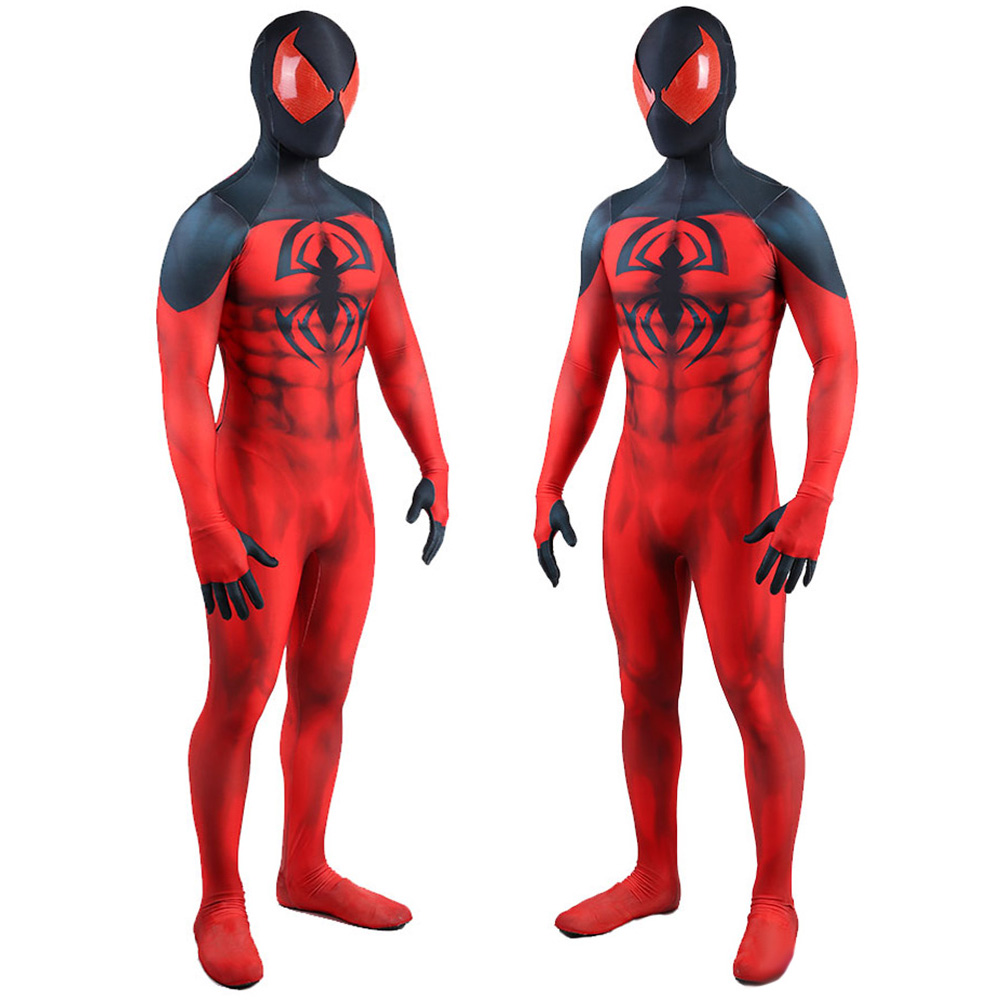 Marvel Superhelden Scarlet Spider Anzug Fusion Spider Hero Strumpfhosen Cosplay Kostüm Overall Outfit für Erwachsene/Kinder Upgrade Version