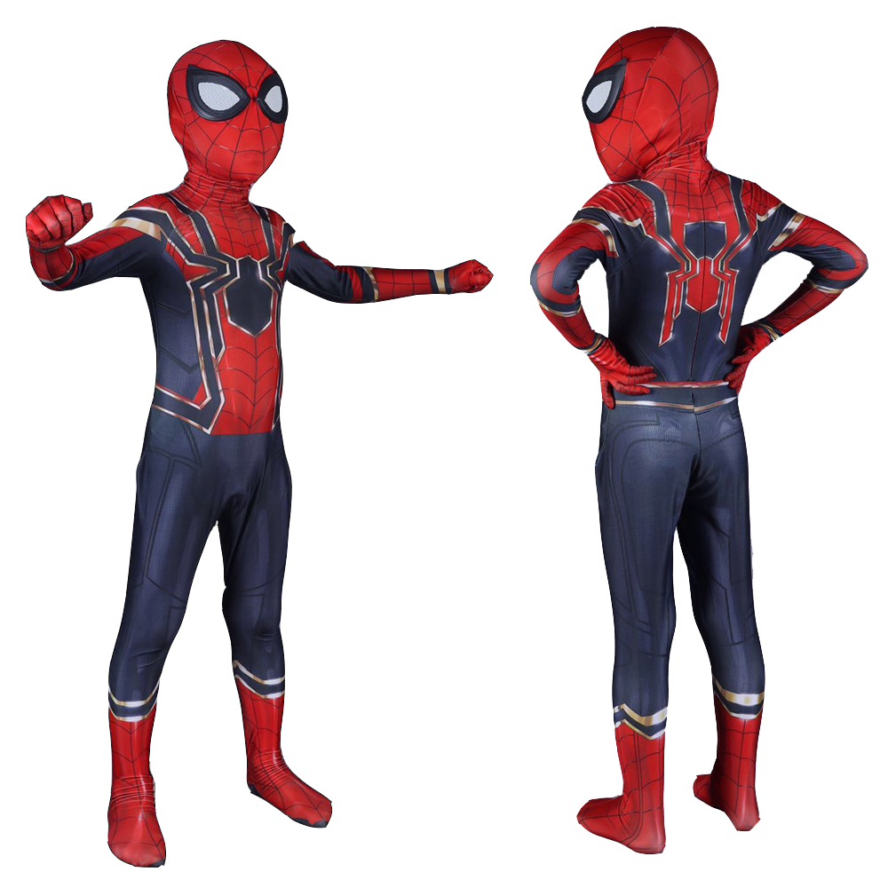 Ultimate Spider-Man Iron Spider Halloween Kostümkompatible Superhelden Kostüm BodySuit Strumpfhosen Jüngerstände für Erwachsene/Kinderparty Cosplay 3D-Stil Premium-Geschenke
