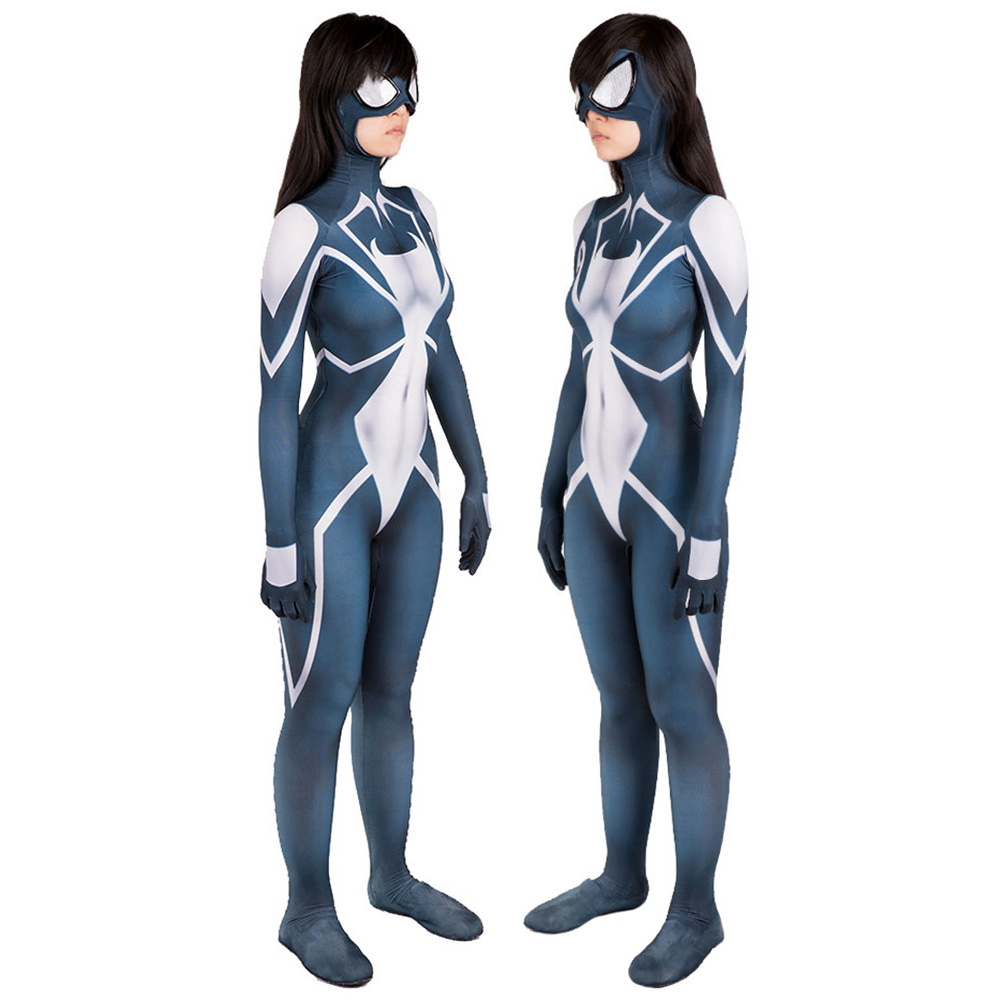Anime Hero Ultimate Spider Woman Kreative lustige Kostüme für Halloween BodySuit Overall Outfit für Erwachsene/Kinder (blaue Version)