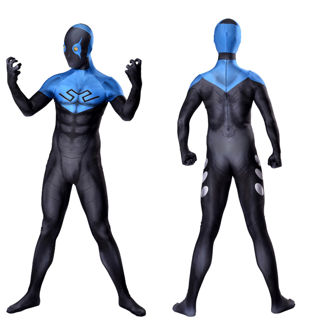 DC -Comic -Buch Held Blue Käfer Verkleidung klassischer Muskel Halo Microsoft Kostüm Deluxe Strumpfhoundsuit für Erwachsene/Kinder