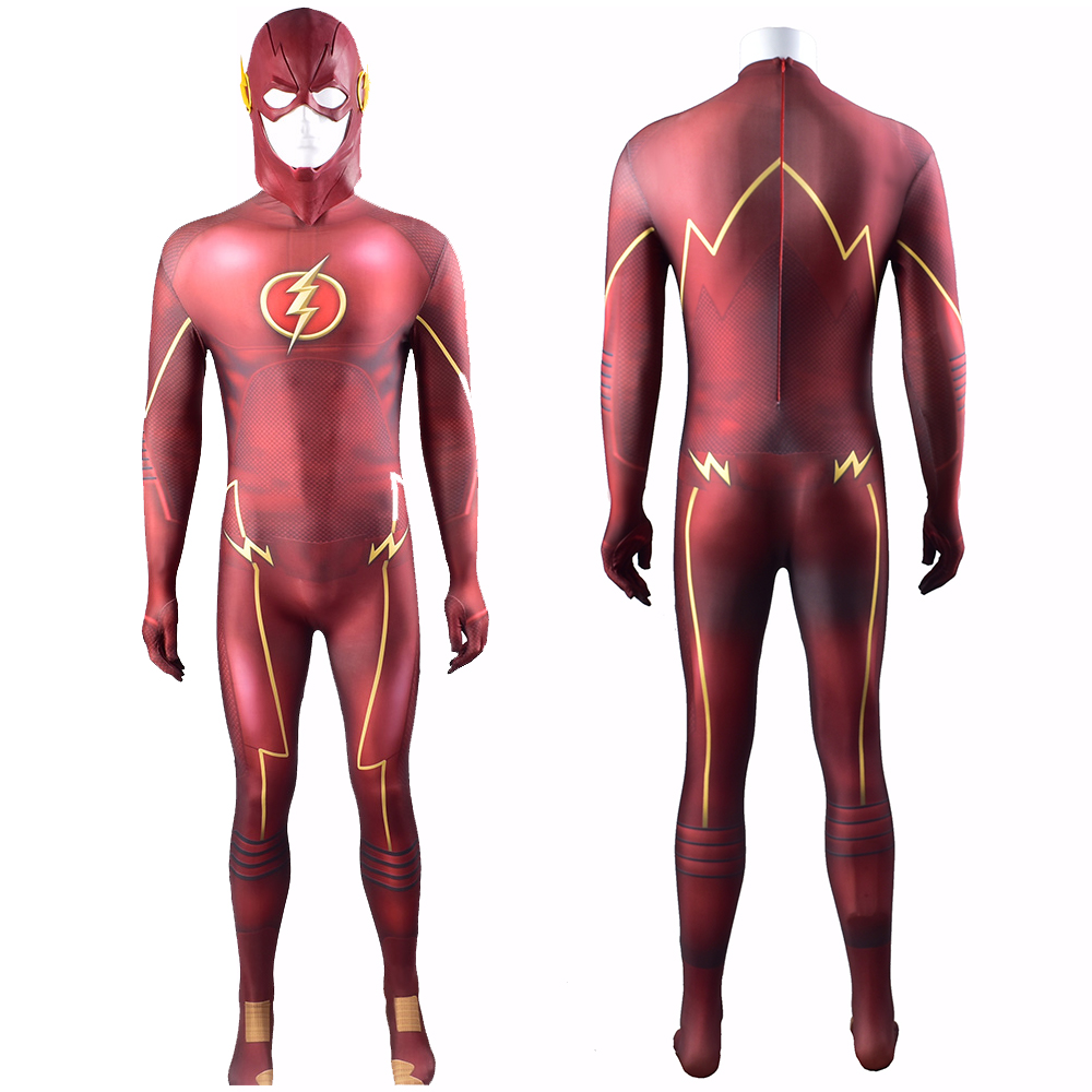 Lightning Man Die erste Saison Männer Justice League Superhelden Flash Cosplay BodySuit Kostüme Kinder/Erwachsene Halloween Playsuit