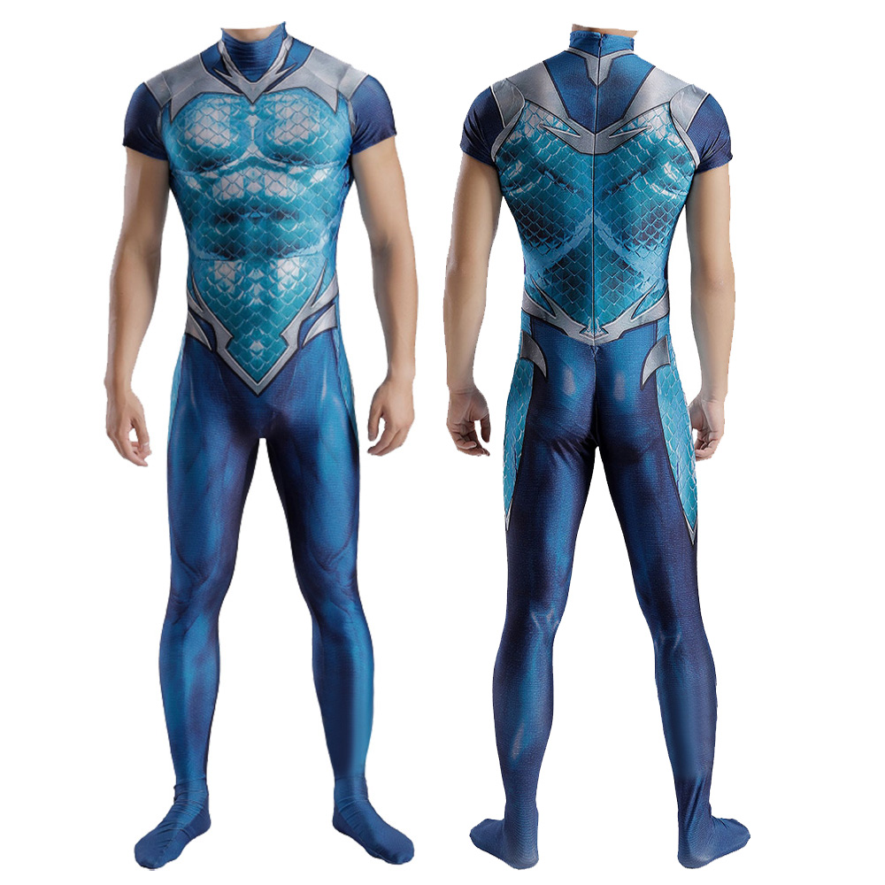 DC Aqualad Teen Titans Garth Tempest Männer Justice League Superhelden Cosplay Cosplay BodySuit Kostüme Deluxe Strumpfhosen Jumpsuit Erwachsene/Kinder