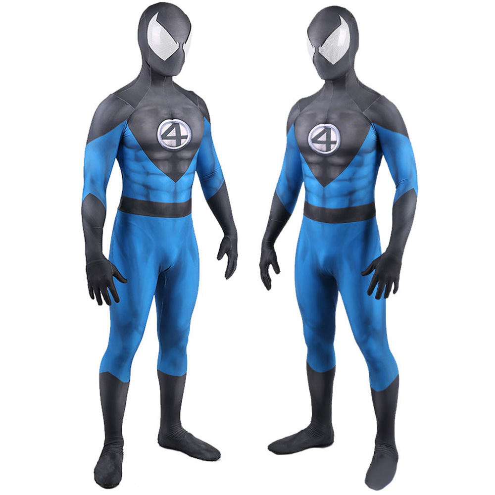 Fantastic Four Antastastic Marvel Adult Cosplay Kostüm Full Set Outfit Halloween Rollenspiel Kostüm für Männer/Frauen BodySuit Strumpfhoundsuit (Muskelversion)