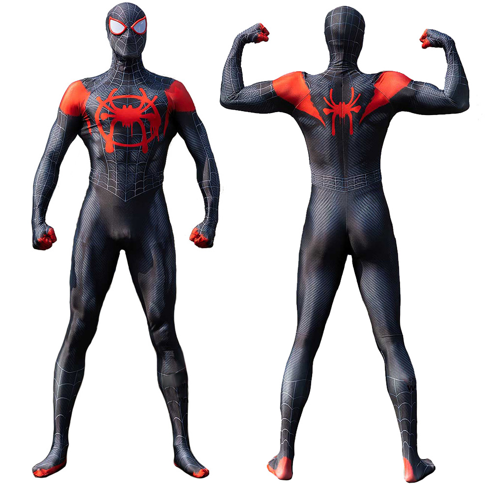 Marvel Spider-Man Miles Morales Halloween Kostüm Superhelden Neue in das Spinnenvers Cosplay Kostüme Erwachsener 3D-Stil Bodysuit Strumpfhosen Overall Outfit