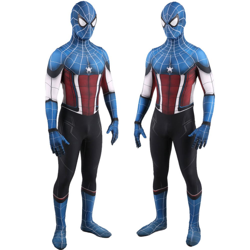 Miles Captain America Fit Spider-Man Avengers Kind Deluxe Cosplay Halloween Kostüm BodySuit Strumpfhosen Comic Conventions Bühnenleistung Kostüme (Upgrade-Version)