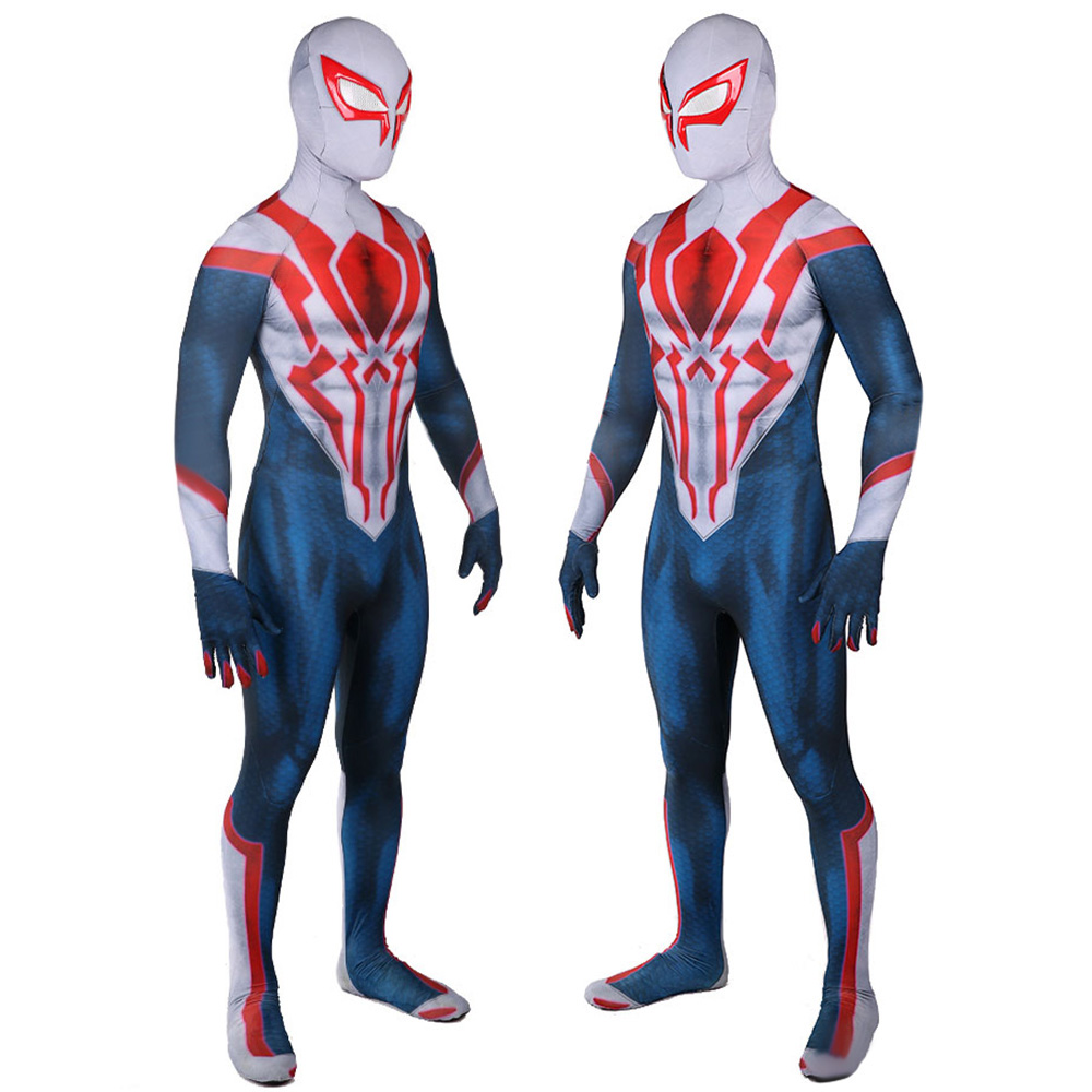 Klassiker Superhelden Spider-Man Halloween Cosplay Kostüme Erwachsener 3D-Stil Deluxe Strumpfhosen Overall White Battle Anzug