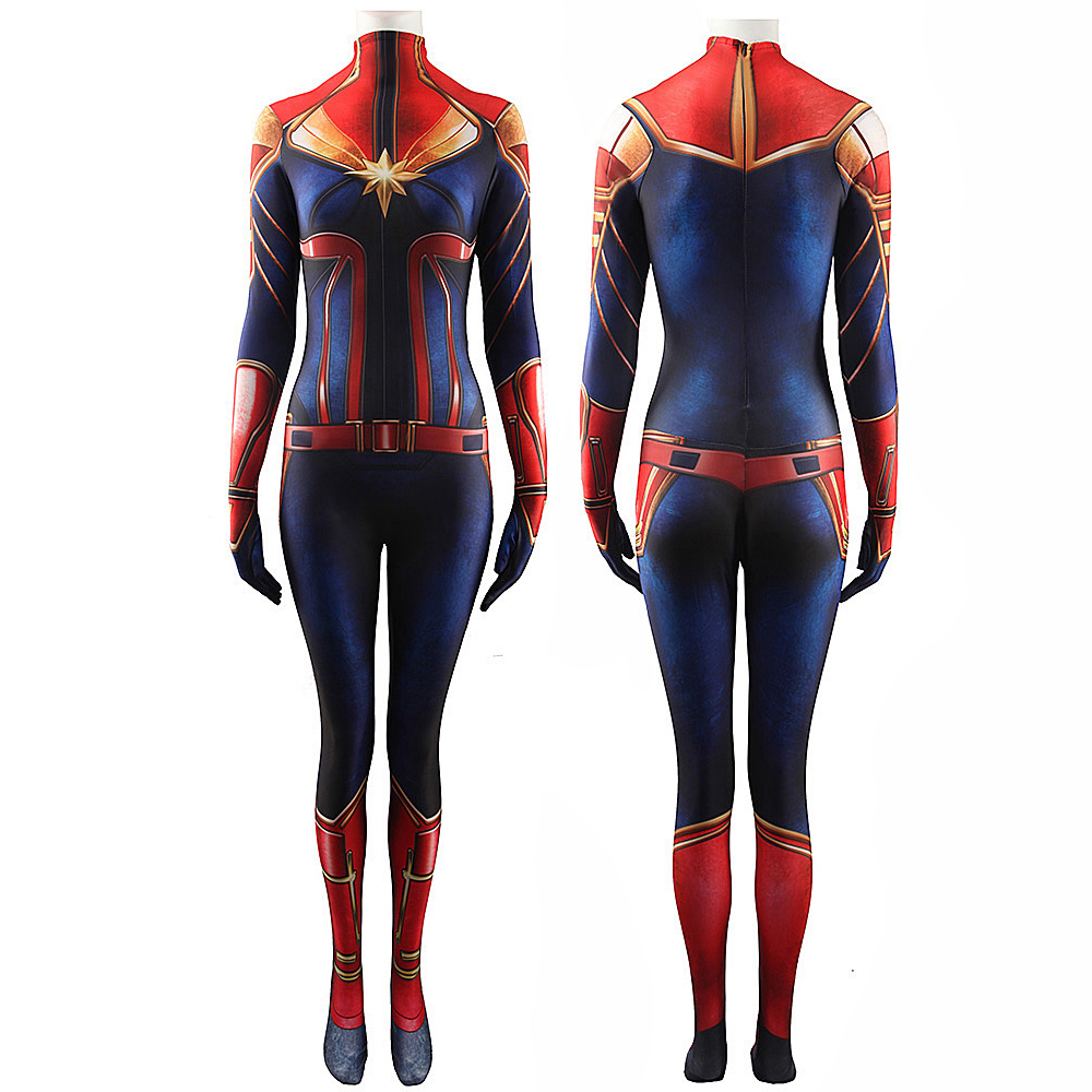 Superhelden -Kapitän Marvel Anzug Halloween Zentai Cosplay Kostüme 3D -Stil einzigartige Kostüme für Halloween Party Geburtstag Erwachsener/Kinder