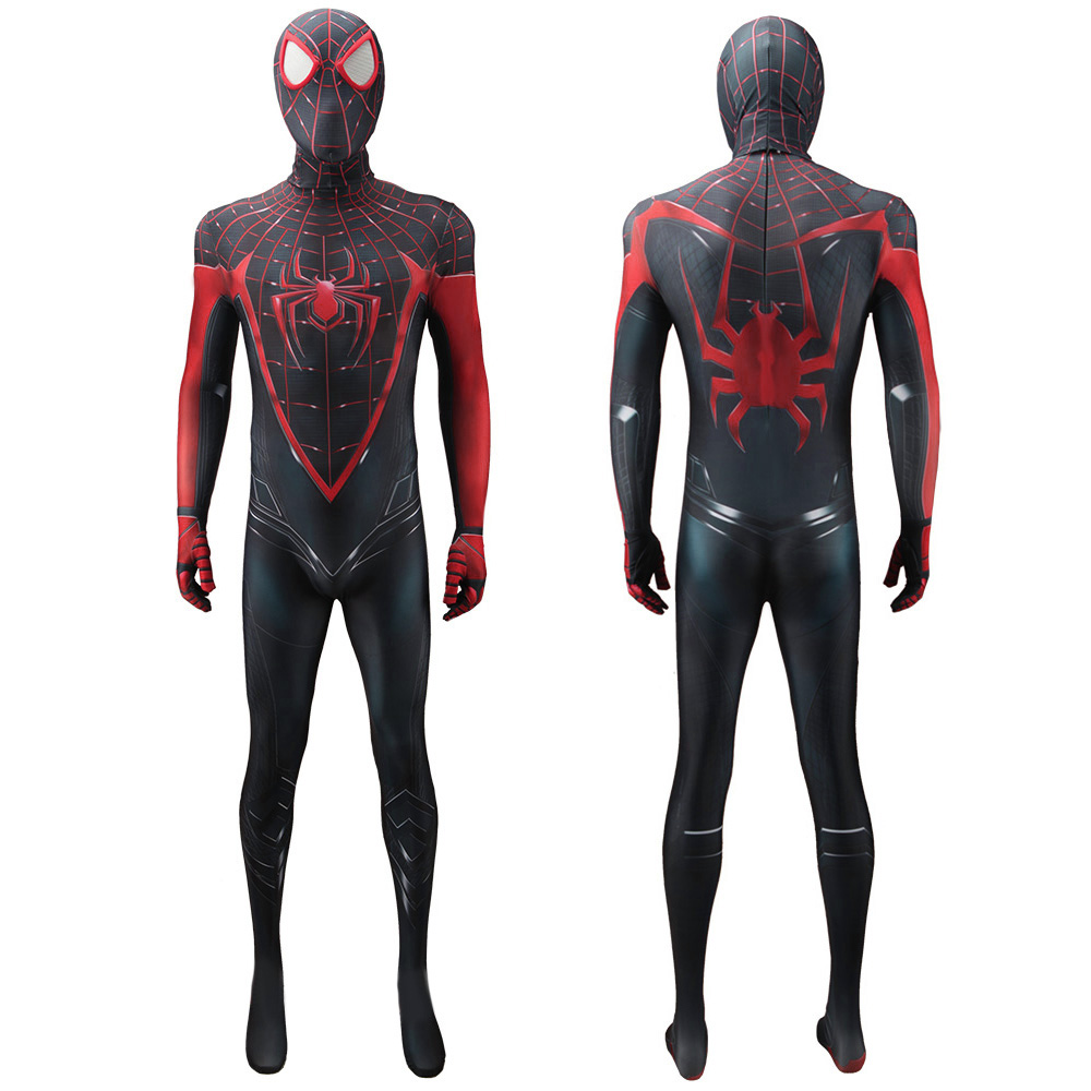 Game Spiderman Cosplay Kostüm Miles Morales in den Spinnenvers Spider Bodysuit Unisex Spandex Halloween Cosplay Anzug